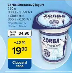 Tesco Zorba Smetanový jogurt nabídka