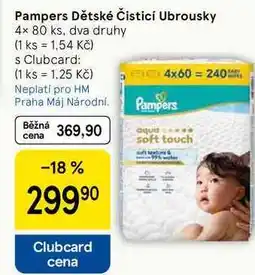 Tesco Pampers Dětské Čisticí Ubrousky, 4x 80 ks, dva druhy nabídka