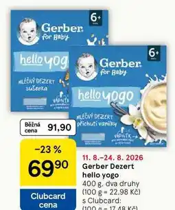 Tesco Gerber Dezert hello yogo nabídka