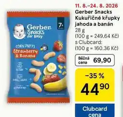 Tesco Gerber Snacks Kukuřičné křupky jahoda a banán nabídka