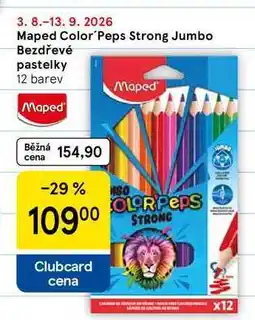 Tesco Maped Color Peps Strong Jumbo Bezdřevé pastelky, 12 barev nabídka