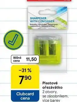 Tesco Plastové ořezávátko, 2 otvory. se zásobníkem, více barev nabídka