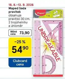 Tesco Maped Sada pravítek obsahuje pravítko, 30 cm. 2 trojúhelníky a úhloměr nabídka