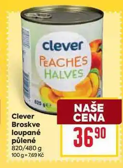 Billa Clever Broskve loupané půlené 820/480 g nabídka