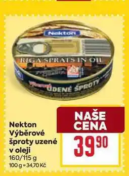 Billa Nekton Výběrové šproty uzené v oleji 160/115 g nabídka