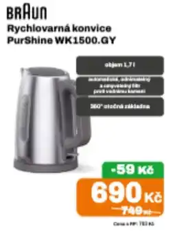 Expert Braun rychlovárná konvice PurShine WK1500.GY nabídka