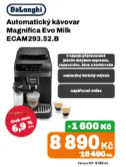 Expert Delonghi automatický kávovar magnifica evo milk ecam293.52.b nabídka