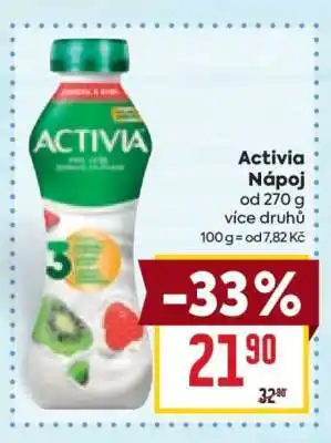 Billa Activia nápoj nabídka
