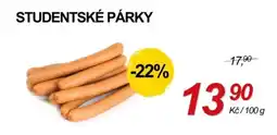 ZEMAN Studentské párky nabídka