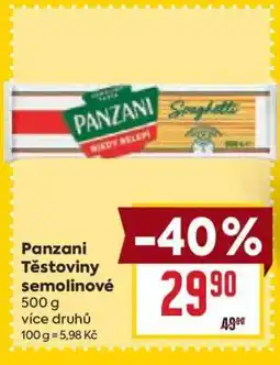 Billa Panzani Těstoviny semolinové nabídka