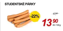 ZEMAN Studentské párky nabídka