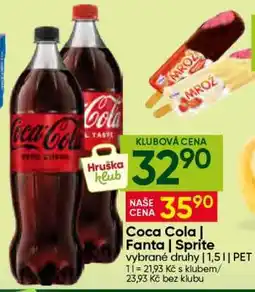 Hruška Coca-Cola, Fanta, Sprite nabídka