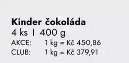 TRAVEL FREE Kinder čokoláda nabídka