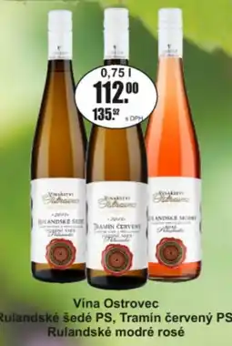 Adam Vina Ostrovec Rulandske sedé PS, Tramin cervený PS Rulandske modré rosé nabídka
