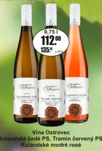 Adam Vina Ostrovec Rulandske sedé PS, Tramin cervený PS Rulandske modré rosé nabídka