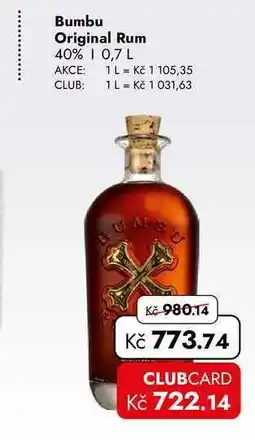 TRAVEL FREE Bumbu Original Rum 40% nabídka