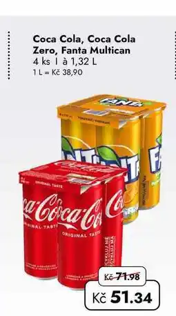 TRAVEL FREE Coca Cola, Coca Cola Zero, Fanta Multican 4 ks à nabídka