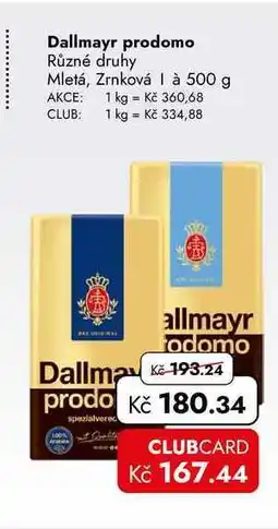 TRAVEL FREE Dallmayr prodomo Různé druhy Mletá, Zrnková à nabídka
