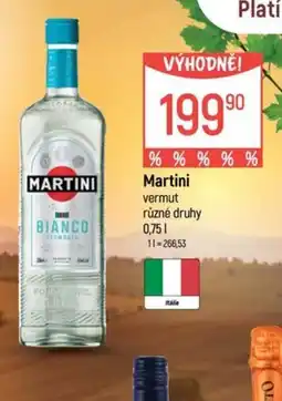 Globus Martini vermut různé druhy nabídka