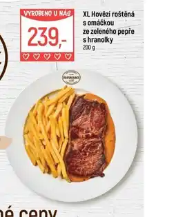 Globus Hovězí roštěná s omáčkou ze zeleného pepře s hranolkou nabídka