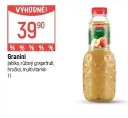 Globus Granini jablko, růžový grapefruit, hruška, multivitamin nabídka