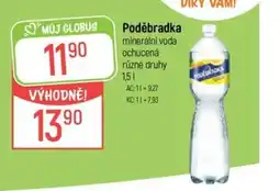 Globus Poděbradka minerální voda ochucená nabídka