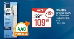 Globus Glade One osvěžovač vzduchu Pure Clean Linen+ nahradni napln nabídka