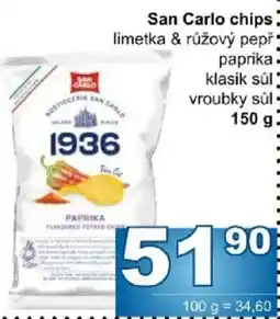 Jip San Carlo chips limetka & růžový pepř paprika nabídka