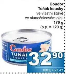 Jip Condor tuňák kousky ve vlastní šťávě ve slunečnicovém oleji nabídka