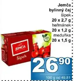 Jip Jemča bylinný čaj šípek nabídka