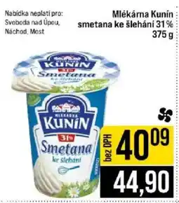 Jip Mlékárna Kunin smetana ke šlehání nabídka