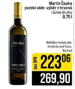 Jip Martin Čapka pozdní sběr, výběr z hroznů různé druhy nabídka