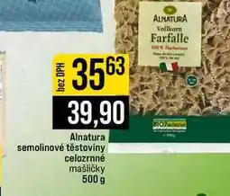 Jip Alnatura semolinové těstoviny celozrnné mašličky nabídka