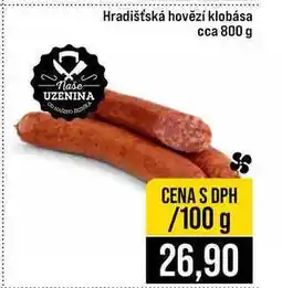 Jip Hradišťská hovězí klobása cca 800 g 100g nabídka