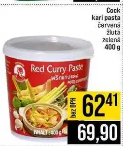 Jip Cock kari pasta červená žlutá zelená nabídka