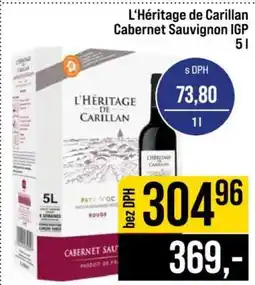 Jip L'Héritage de Carillan Cabernet Sauvignon IGP 5 l nabídka