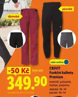 Lidl CRIVIT Funkční kalhoty Premium nabídka