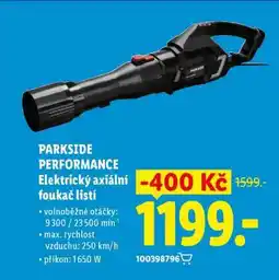 Lidl PARKSIDE PERFORMANCE Elektrický axiální foukač listí nabídka