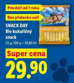 Lidl SNACK DAY Bio kukuřičný snack nabídka