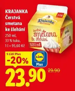 Lidl Krajanka ČERSTVÁ SMETANA KE ŠLEHÁNÍ nabídka