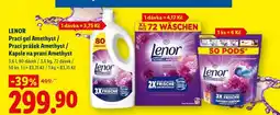 Lidl LENOR Prací gel Amethyst / Prací prášek Amethyst / Kapsle na praní Amethyst nabídka