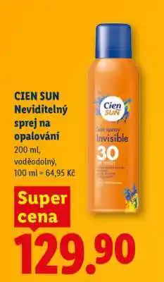 Lidl Cien sun NEVIDITELNÝ SPREJ NA OPALOVÁNÍ nabídka