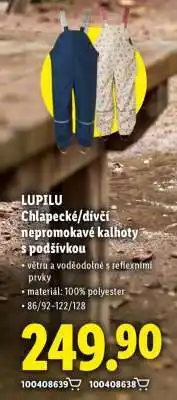 Lidl LUPILU Chlapecké/dívčí nepromokavé kalhoty s podšívkou nabídka