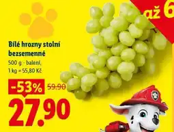 Lidl BÍLÉ HROZNY STOLNÍ BEZSEMENNÉ nabídka