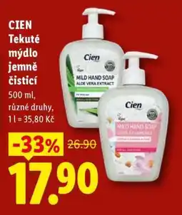 Lidl CIEN Tekuté mýdlo jemně čistící nabídka