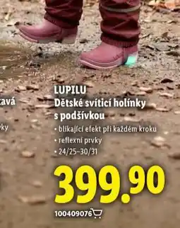 Lidl LUPILU Dětské svíticí holínky s podšívkou nabídka