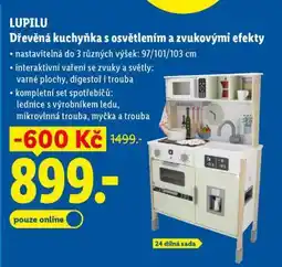 Lidl LUPILU Dřevěná kuchyňka s osvětlením a zvukovými efekty nabídka