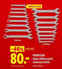 Lidl PARKSIDE Sada vidlicových/ očkových klíčů, různé druhy nabídka