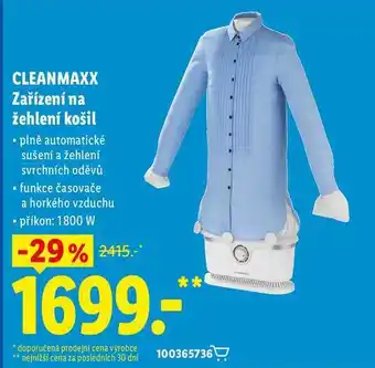 Lidl CLEANMAXX Zařízení na žehlení košil nabídka