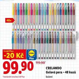 Lidl CRELANDO Gelová pera -48 kusů balení nabídka